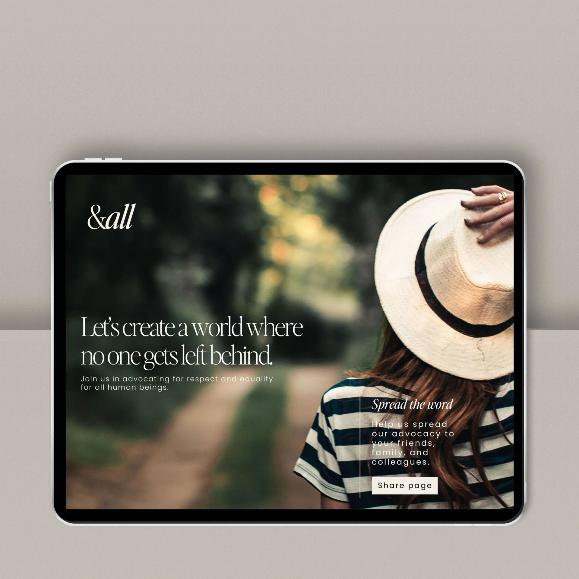 ipad with minimialist website design, one week website designer