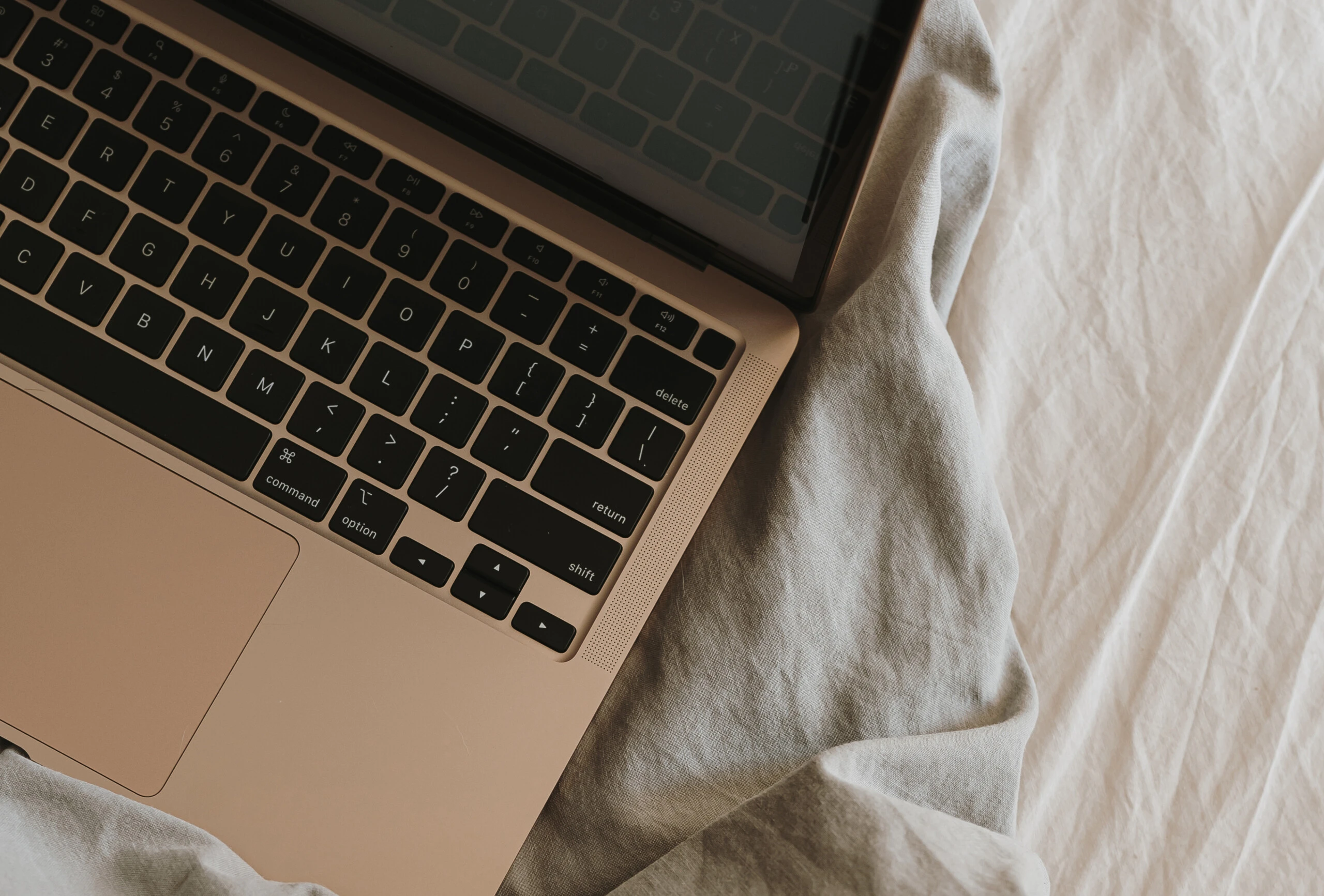 Laptop on Soft Blanket