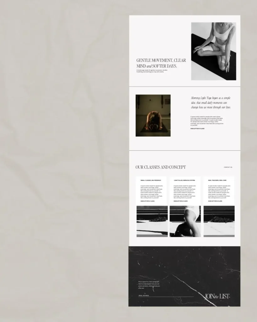 website design for yoga studio