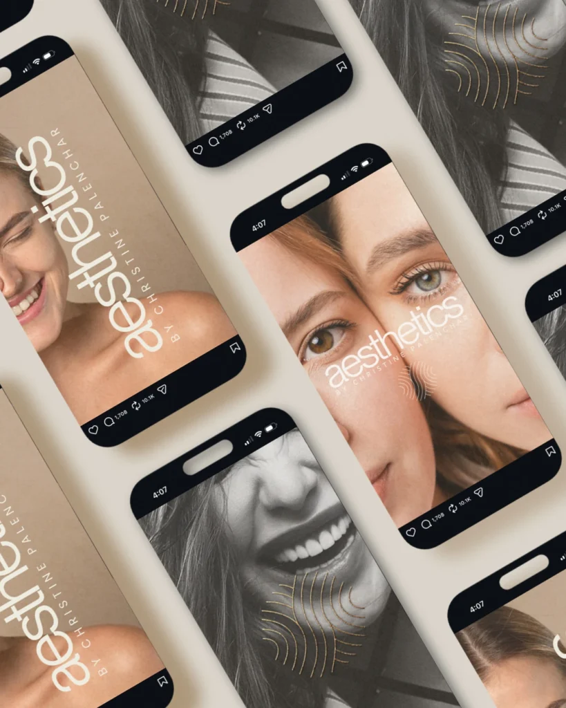 patterned mockup of phone screens repeating for a wellness / medical spa